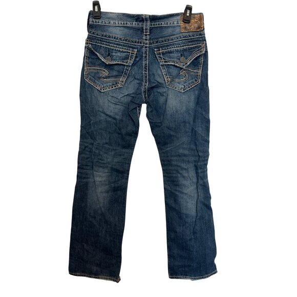 Silver Jeans Co. Zac Flap Straight Leg Jeans Mens W30 L32 Blue Denim Distressed - Picture 3 of 6